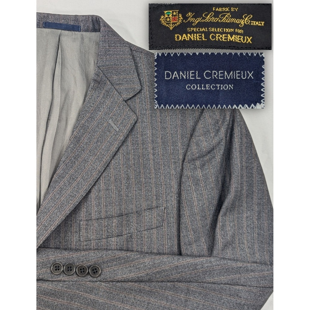 Daniel Cremieux Blazer Sport Suit Jacket Loro Piana 42R Gray Pinstripe 3 Button